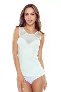 Koszulka damska bez rękawów z tiulem i koronką Giovanna Eldar ecru  L - Koszulki i topy damskie - miniaturka - grafika 1