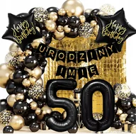 Balony i akcesoria - ZESTAW BALONÓW BALONY NA PIĘĆDZIESIĄTKĘ 50 URODZINY DOWOLNE IMIĘ 80SZT - miniaturka - grafika 1