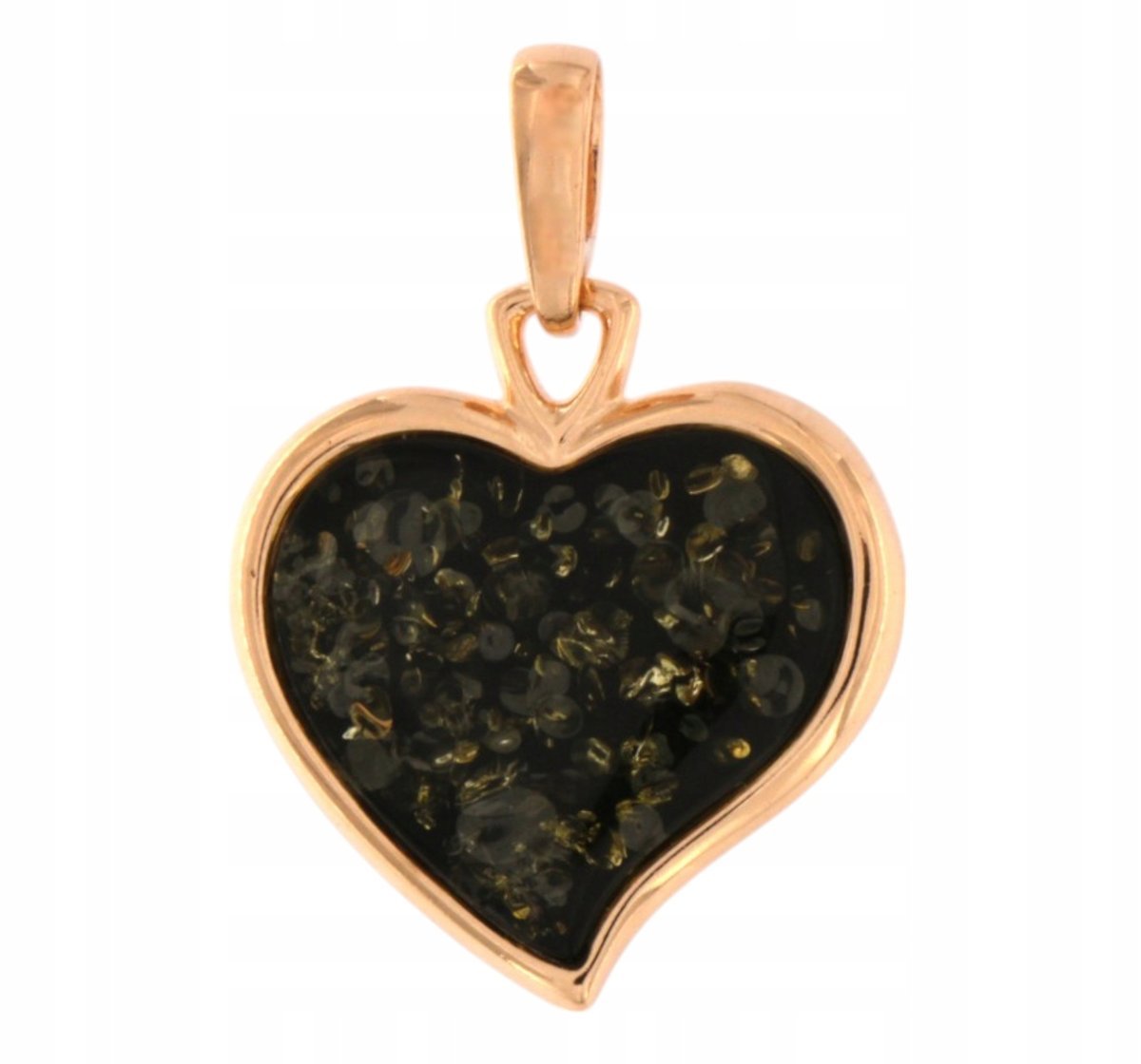 Bursztynowe Duże Serce Srebro 925 Wisiorek Zawieszka Serduszko Pozłacana