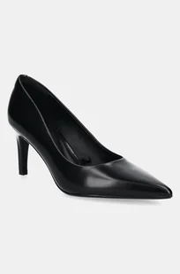 Calvin Klein szpilki skórzane HEEL PUMP 70 - BRUSH L kolor czarny HW0HW02446 - Czółenka - miniaturka - grafika 1
