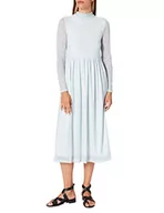 Sukienki - NA-KD Damska sukienka z siateczki z recyklingu, Jasnoniebieski, biały, kwiatowy, 42 - miniaturka - grafika 1