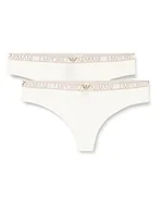 Majtki damskie - Emporio Armani Stringi damskie, 2 sztuki, Cream Printed/Solid, XS - miniaturka - grafika 1