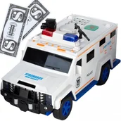 Wyposażenie pokoiku dziecięcego - SKARBONKA Auto Szyfr Kod Wciąga Banknoty Policja - miniaturka - grafika 1