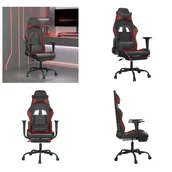 Fotele gamingowe - vidaXL Fotel gamingowy z podnóżkiem ze sztucznej skóry w kolorze czarnym i czerwonym - Fotel gamingowy - Krzesła gamingowe - Fotel biurowy - Krzesło - miniaturka - grafika 1