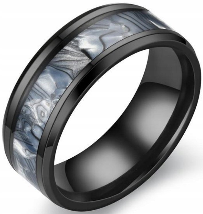 Czarny Marmur Pierścień Gradient Stal Szlachetna