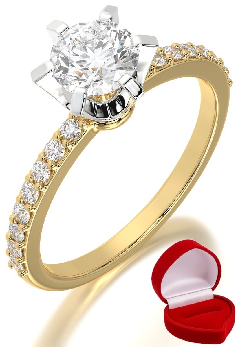ZŁOTY PIERŚCIONEK ZARĘCZYNOWY 585 14k DIAMENT LAB BRYLANT 0,70 ct R19
