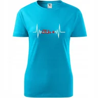 Koszulki i topy damskie - Damska Koszulka z Nadrukiem grupa krwi - 0 rh+ Honorowy Dawca Krwi Prezent turkusowy XS - Atram - miniaturka - grafika 1