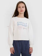 Bluzy dla dziewczynek - 4F Bluza dresowa nierozpinana bez kaptura dziewczęca - biała 122 (6-7 lat) - miniaturka - grafika 1