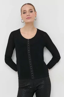 Swetry damskie - Guess kardigan damski kolor czarny lekki - grafika 1