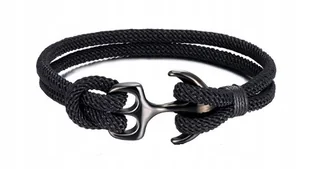 Nowa, męska bransoleta kotwica - survivalowy styl, długość 19 cm, czarna - Bransolety męskie - miniaturka - grafika 1
