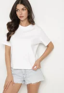 Koszulki i topy damskie - Biały Bawełniany T-shirt o Klasycznym Kroju Tiariane - miniaturka - grafika 1