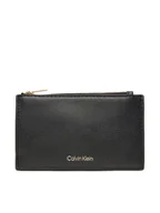 Portfele - Calvin Klein Duży Portfel Damski Foil Logo Top Zip Cardcase LV04F1090G Czarny - miniaturka - grafika 1