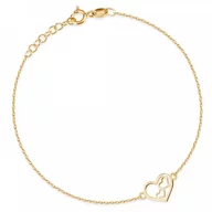 Bransoletki - Murrano Srebrna Bransoletka Złocona 925 Ażurowe Serduszko Grawer YB-226 - miniaturka - grafika 1