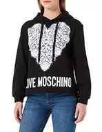 Bluzy damskie - Love Moschino Damska bluza z kapturem, Czarny, 38 - miniaturka - grafika 1