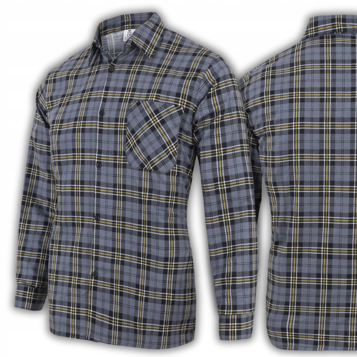 Koszula Flanelowa Męska Bawełniana W Kratę Klasyczna Stylowa Praktyczna S Grey