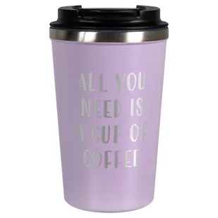 ROCKLE Kubek Termiczny z napisem All You Need Is A Cup Of Coffee Fioletowy 360 ml - Kubki termiczne - miniaturka - grafika 1