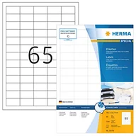 Etykiety do drukarek - HERMA 10778 Uniwersalne etykiety do drukarek atramentowych DIN A4 (38,1 x 21,2 mm, 80 arkuszy, papier, matowe) samoprzylepne, nadają się do drukowania, naklejki permanentne, 5200 naklejek samoprzylepnych, białe - miniaturka - grafika 1