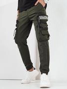 Spodnie męskie - Spodnie męskie bojówki zielone Dstreet UX4160 - miniaturka - grafika 1
