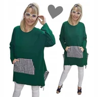 Bluzki damskie - KRATA BLUZA DAMSKA KANGUREK luźna dresowa tunika bluzka 50 52 5XL 6XL 3160 - miniaturka - grafika 1