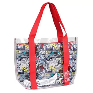 Torebki damskie - Cerdá Unisex 2100002897 przezroczysta torba plażowa dla dzieci, z wewnętrzną kieszenią Marvel-Comic, Rojo, Grande - grafika 1