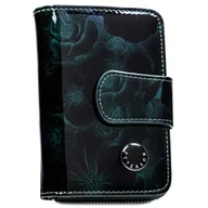 Portfele - Zielony portfel damski lakierowany PETERSON skórzany elegancki pionowy na zatrzask i suwak rfid - miniaturka - grafika 1