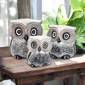 Figurki dekoracyjne - Sowa Drewniana Figurka dekoracyjna Sówka Ozdoba Wnętrz Prezent Zestaw 3 szt - miniaturka - grafika 1