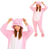 Stroje karnawałowe - Piżama Onesie Kigurumi Kostium Przebranie Różowa Świnka XL: 175 - 185cm - miniaturka - grafika 1