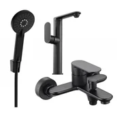 Baterie umywalkowe - Mexen Milo R40 zestaw wannowy, czarny - miniaturka - grafika 1