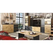 Komplety wypoczynkowe - Zestaw nowoczesnych mebli do salonu dąb artisan + czarny N5-Z41 - miniaturka - grafika 1