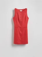 Sukienki - Reserved - Lniana sukienka mini - czerwony - miniaturka - grafika 1