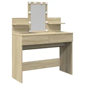 Toaletki - vidaXL Toaletka z oświetleniem LED dąb sonoma 100x40x130 cm - miniaturka - grafika 1