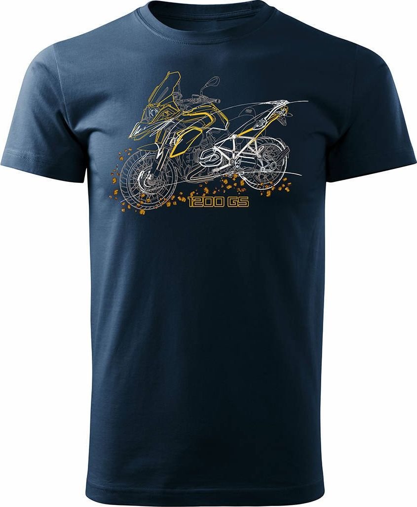 Topslang Koszulka motocyklowa z motocyklem na motor BMW GS 1200 męska granatowa REGULAR XL
