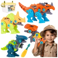 Klocki - KLOCKI KONSTRUKCYJNE DINOZAURY DO SKRĘCANIA ROZKRĘCENIA ŚRUBOKRĘT ZESTAW - miniaturka - grafika 1