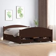 Łóżka - Lumarko Rama łóżka z 4 szufladami, ciemnobrązowa, 140x200 cm, sosnowa - miniaturka - grafika 1