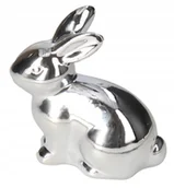 Figurki dekoracyjne - Ceramiczna figurka królika - srebrna - kolekcja EASTER - miniaturka - grafika 1