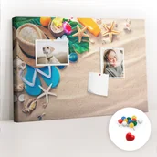 Tablice i flipcharty - Szkolna Tablica korkowa 60x40 cm, Kolorowe Pinezki, wzór Egzotyczne lato - miniaturka - grafika 1