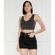 Koszulki i topy damskie - CALVIN KLEIN JEANS Top LABEL WASHED | Slim Fit - miniaturka - grafika 1