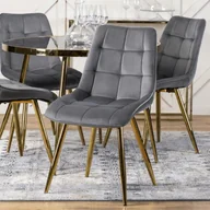 Krzesła - Zestaw 4x Krzesło Tapicerowane CARO do Salonu Szare Welurowe Nowoczesne Loft - miniaturka - grafika 1