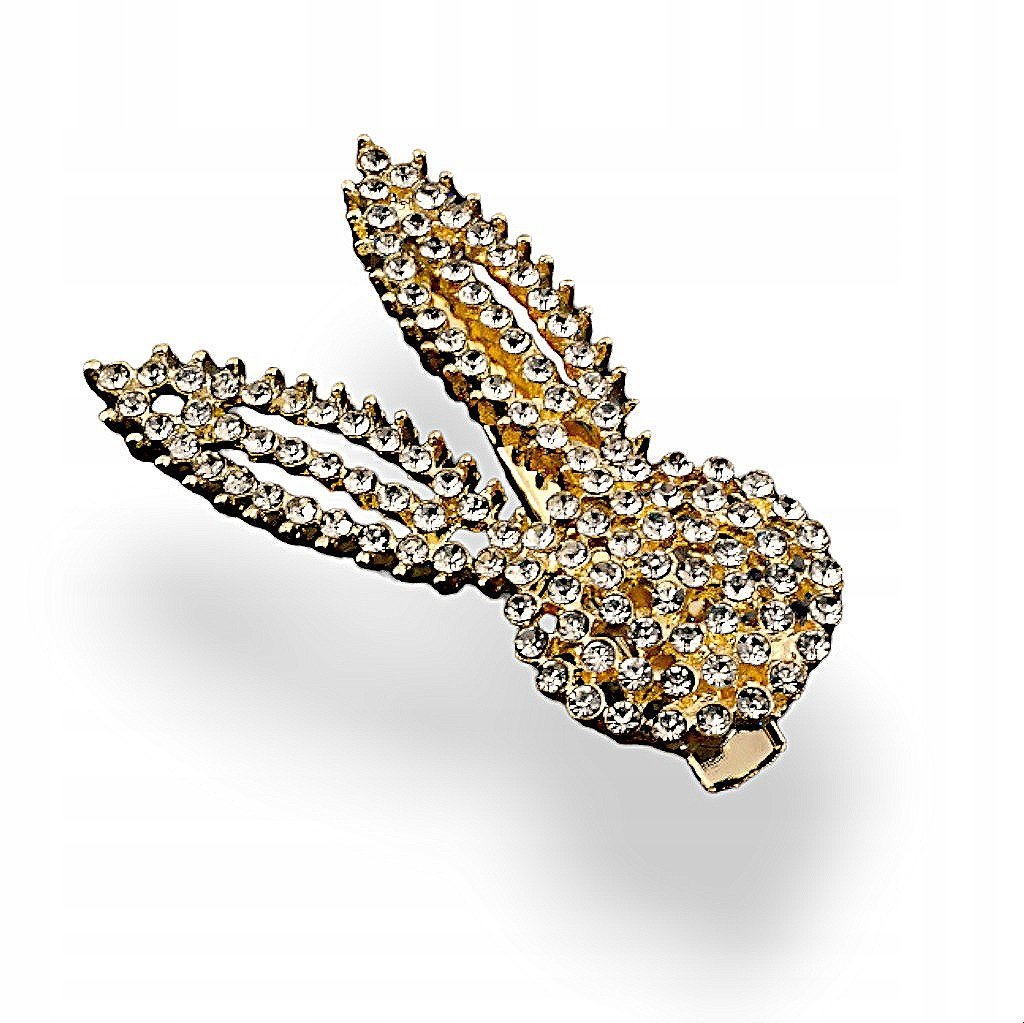 Spinka do włosów Metalowe uszy z cyrkoniami Złota Edytka