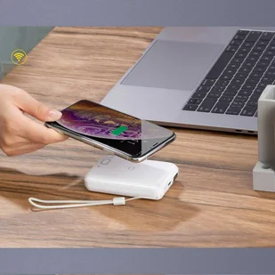 Baseus Mini S power bank 10000mAh 18W bezprzewodowa ładowarka Qi 10W USB / USB Typ C PowerDelivery QC3.0 biały (PPXFF10W-02) - Ładowarki do telefonów - miniaturka - grafika 12