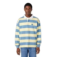 Koszulki męskie - Wrangler Męska koszulka polo LS Rugby, Captains Blue, rozmiar XL, Captains Blue, XS - miniaturka - grafika 1