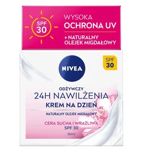 Nivea 24H Nawilżenia odżywczy krem na dzień cera sucha i wrażliwa SPF30 50ml - Kremy do twarzy - miniaturka - grafika 1