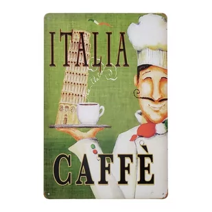 Tabliczka Dekoracyjna Metalowa Italia Caffe - Dekoracje domu - miniaturka - grafika 1