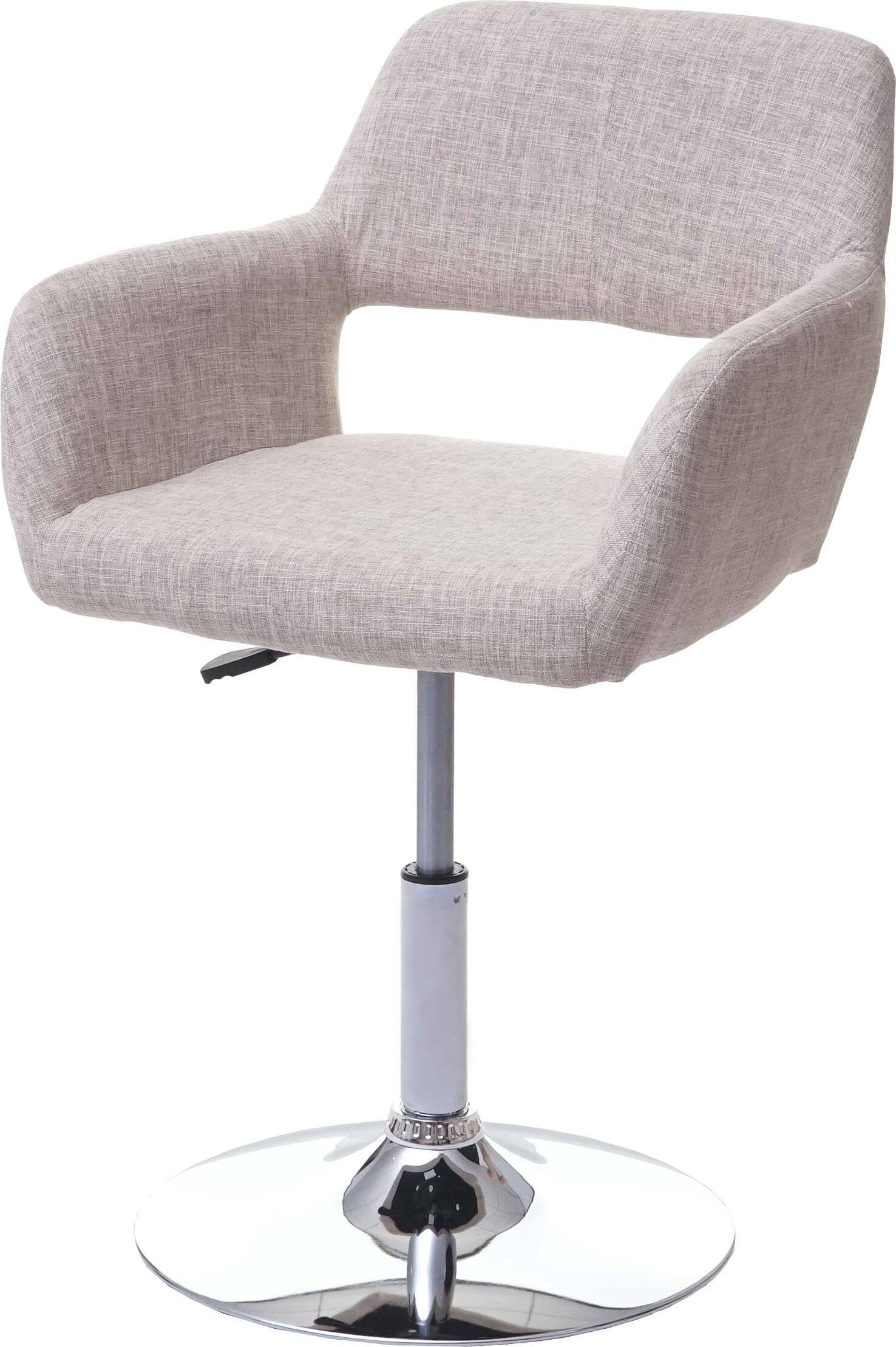 Krzesło do jadalni HWC-A50 III, krzesło kuchenne, retro 50s, tkanina/tkanina ~ kremowy/szary, chromowana podstawa