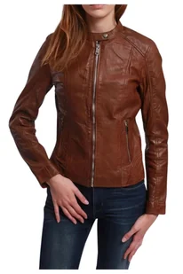 Kurtka damska Lee Cooper Beverly biker brązowa skórzana -XL - Kurtki damskie - miniaturka - grafika 1