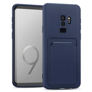 Etui na telefon komórkowy Samsung Galaxy S9 silikonowe etui ochronne z kieszenią na kartę Slim Wallet Case, niebieskie - Etui i futerały do telefonów - miniaturka - grafika 1