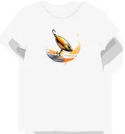 Koszulki i topy damskie - Koszulka damska biała z nadrukiem złotej przynęty wędkarskiej S - miniaturka - grafika 1