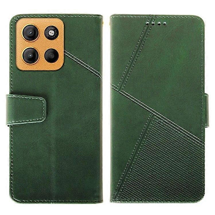 Do Motorola Moto G15 4G Case Skórzany portfel Pokrowiec na telefon Stojak Tekstura łydki Zielony