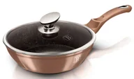 Patelnie - Granitowa złota patelnia z pokrywą 24cm R1-P96 - miniaturka - grafika 1
