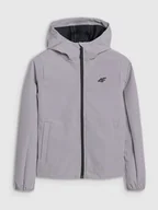 Kurtki i kamizelki sportowe męskie - 4F Kurtka softshell wiatroodporna membrana 5000 chłopięca - szara 158 (12-13 lat) - miniaturka - grafika 1